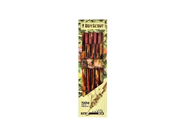 Набор плоских шампуров 55 см 6 шт с деревянными ручками с кольцами BOYSCOUT 61264/12
